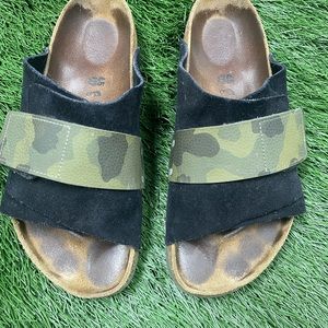 KYOTO BLACK & CAMO SUEDE SANDAL/SLIDE